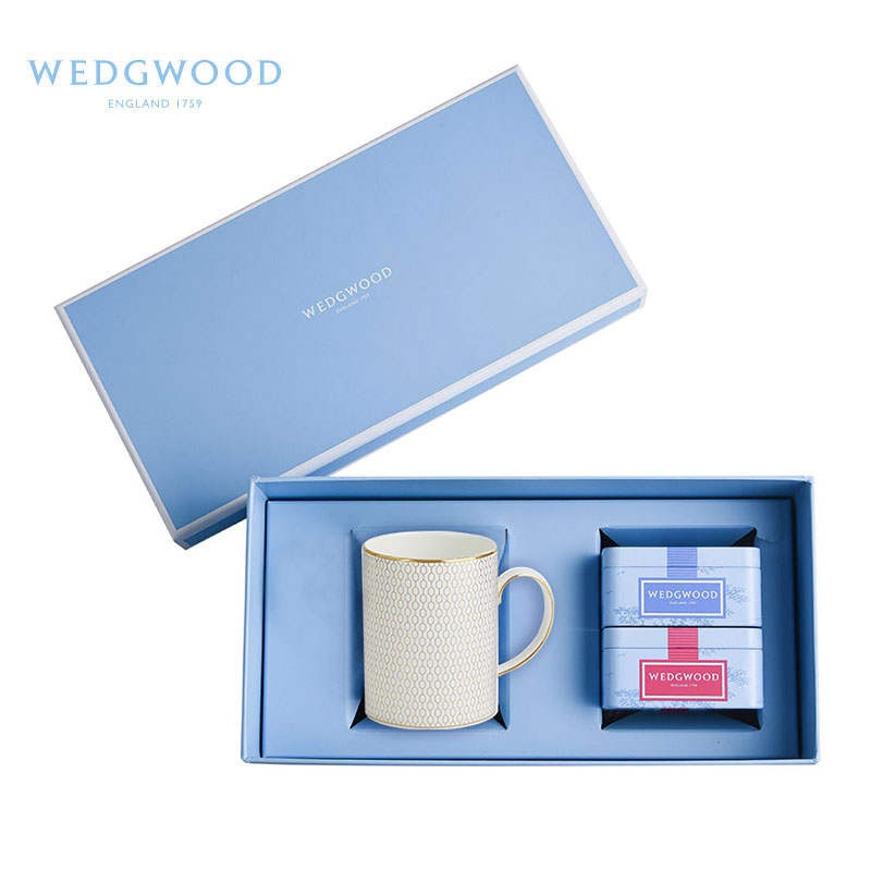 WEDGWOOD威基伍德金色几何马克杯+随身包茶罐礼盒