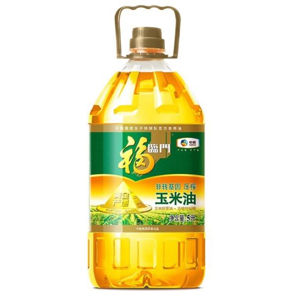 福临门黄金产地非转基因压榨玉米油5L