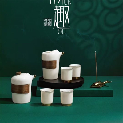 豚趣羊脂玉瓷茶具套装创意功夫茶具